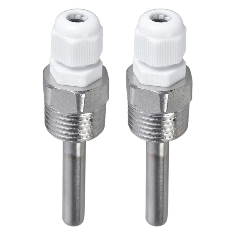 

652F Pack Of 2 Temperature Sensors Immersions Sleeves 8x50mm Stainless Steel Threaded For Precise Monitoring Easy to Install