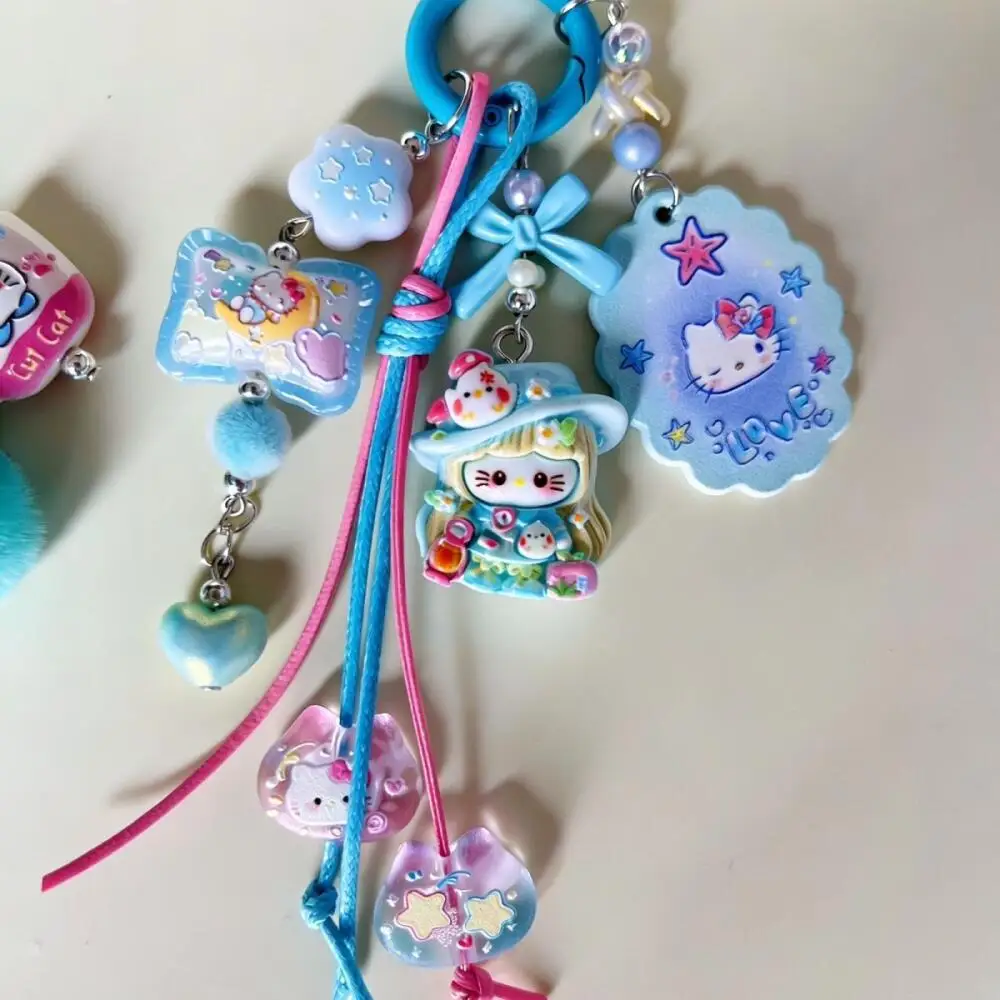 

Sanrio Hello Kitty Blue Decoration Series Cartoon Keychain Backpack Hanging Ornaments Clothing Decoration Couple's Birthday Gift