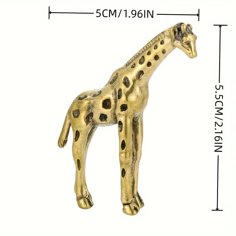 Solid Brass Retro Animal Figurines for Roosters, Calves, and Giraffes to Choose From, Mini Decorative Ornaments for Tea Tables