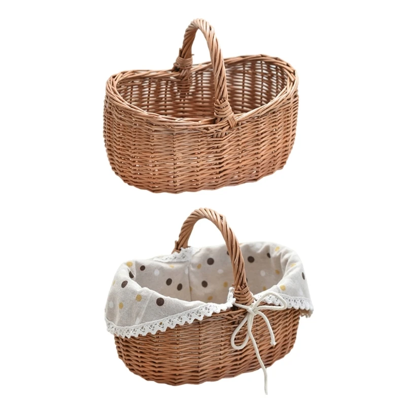 

Sturdy Wicker Fruit Storage Basket Portable for Kitchen or Outdoor Use