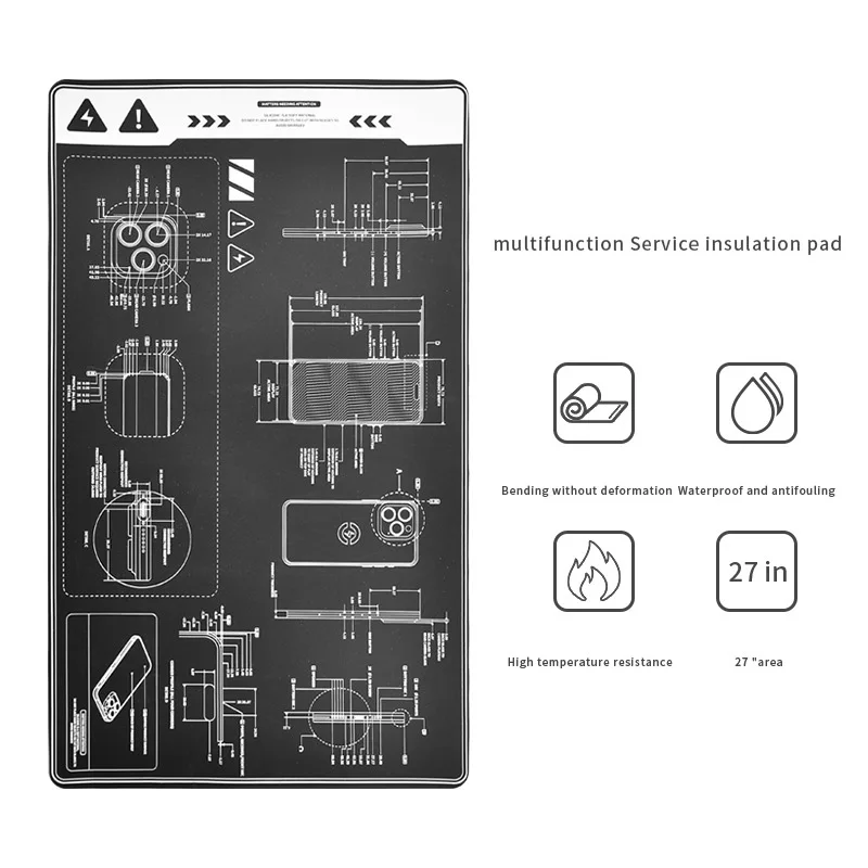 TE-719 600*350MM almohadilla de trabajo de aislamiento multifuncional estación de soldadura resistente al calor almohadilla de reparación de estera de soldadura de silicona