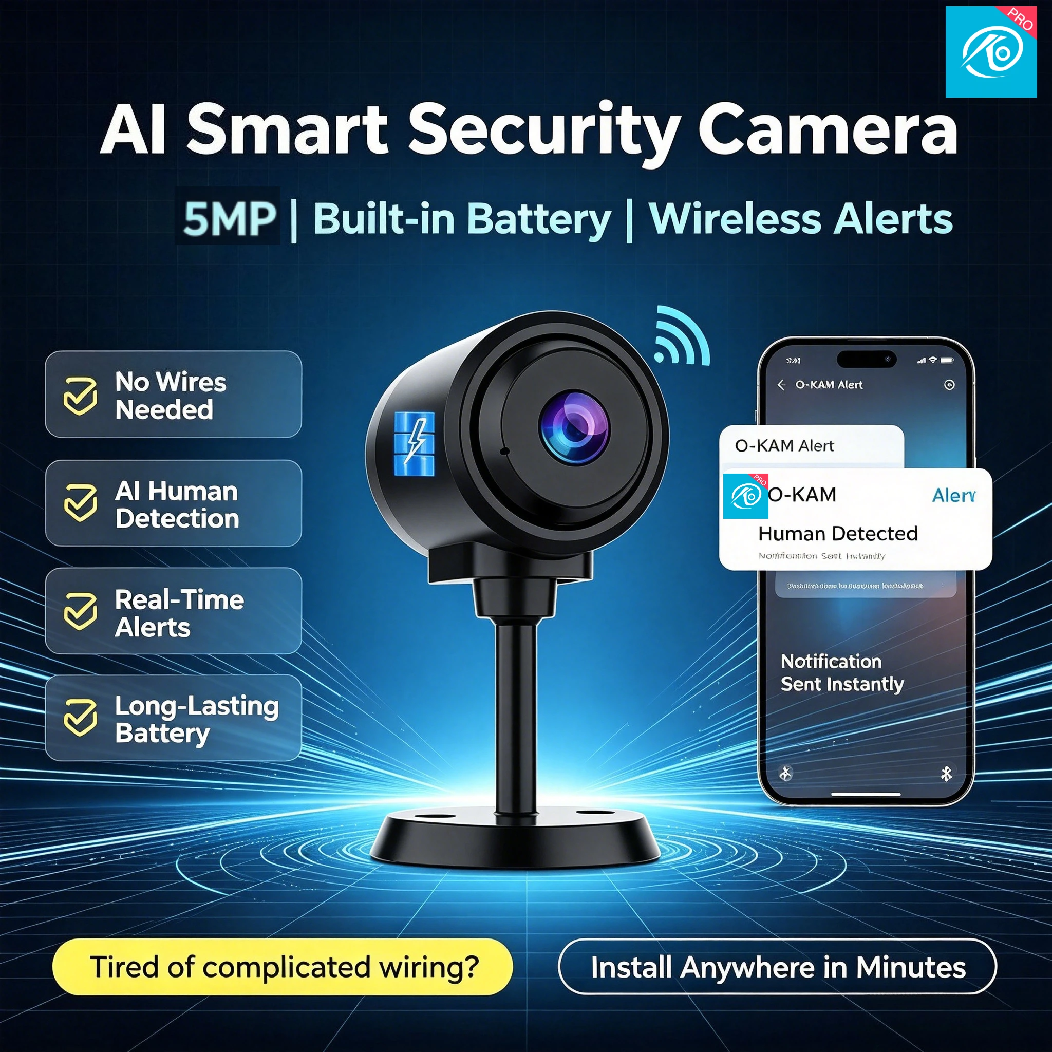 WiFi Mini Camera Battery 4H long Standby 5MP WiFi Security Cam P2P Video Monitor Portable CCTV Baby Monitor O-kam