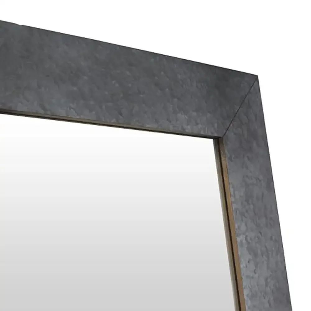 Beige Farmhouse Wall Mirror with Galvanized Metal Detail 28