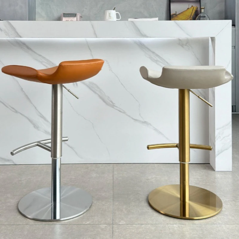 Leather Modern Bar Chair Metal Vintage Swivel Ergonomic Bar Chair With Backrest Nordic Designer Taburete Alto Nordic Furniture