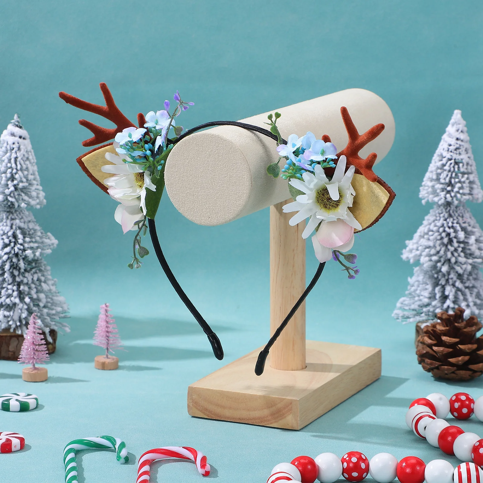 

1Pcs Christmas Antler Hair Band Floral Headdress Fashion Hair Hoop for Girls Kids Party Fun Flower Headwear Floral Headdress