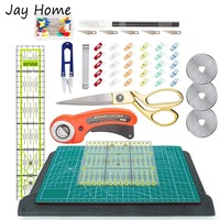 42PCS Rotary Cutter Set 45mm Fabric Cutter Set & Tailor's Scissors & Patchwork Ruler & Carving Knife & Fabric Clips Sewing Craft