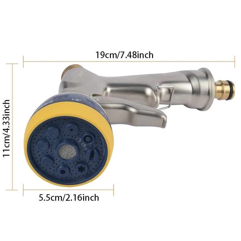 1PC Metal Handheld Spray, With Multiple High-Pressure Spray Modes, Used For Cleaning Supplies In Garden Irrigation Car Wash