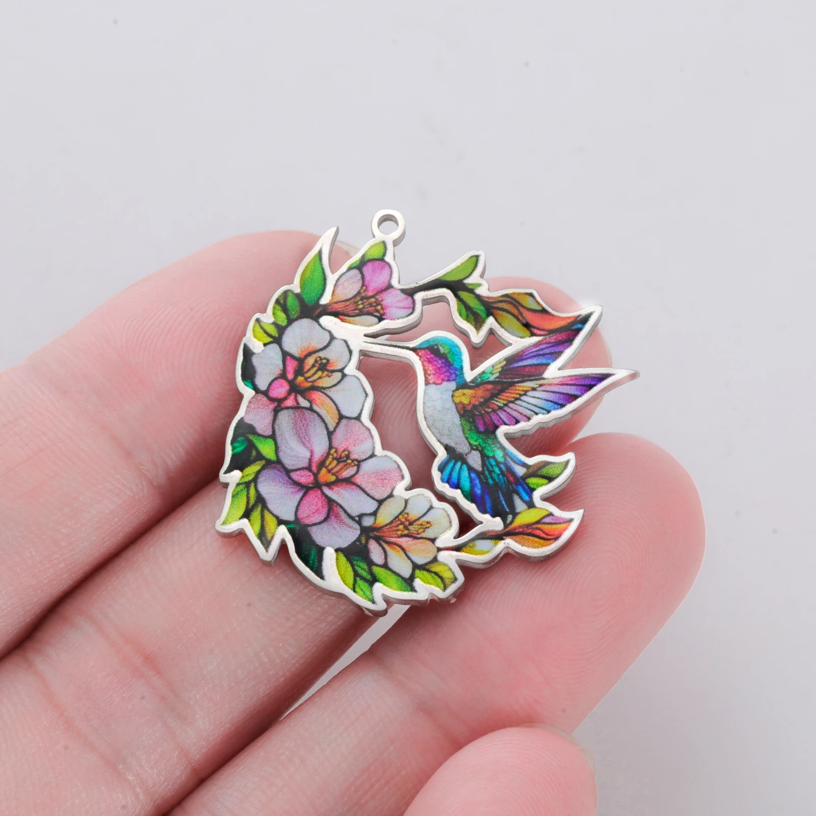 1 Stück Bunte Kolibri-Anhänger aus Edelstahl für DIY-Halsketten, Ohrringe, Schlüsselanhänger, Vogel-Tier-Accessoires, Großhandel – Detail 10