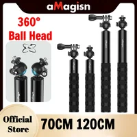aMagisn Palo selfie extensible de 70 cm a 120 cm con rótula de 360° para Insta360 Ace Pro 2 X5 X4 Air Gopro Hero 13 12 DJI Action 5 pro
