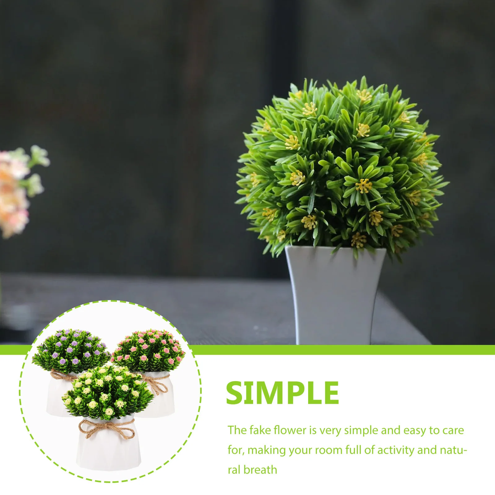 

3Pcs Artificial Babysbreath Bonsai Fake Potted Plants Decorative Flower Centerpieces for Table Home Office Desktop Decor