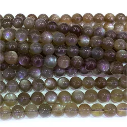 Veemake Gray Moonstone Round Beads For Jewelry Making Charms Natural Gemstones Crystal DIY Necklace Bracelets Earrings Pendant