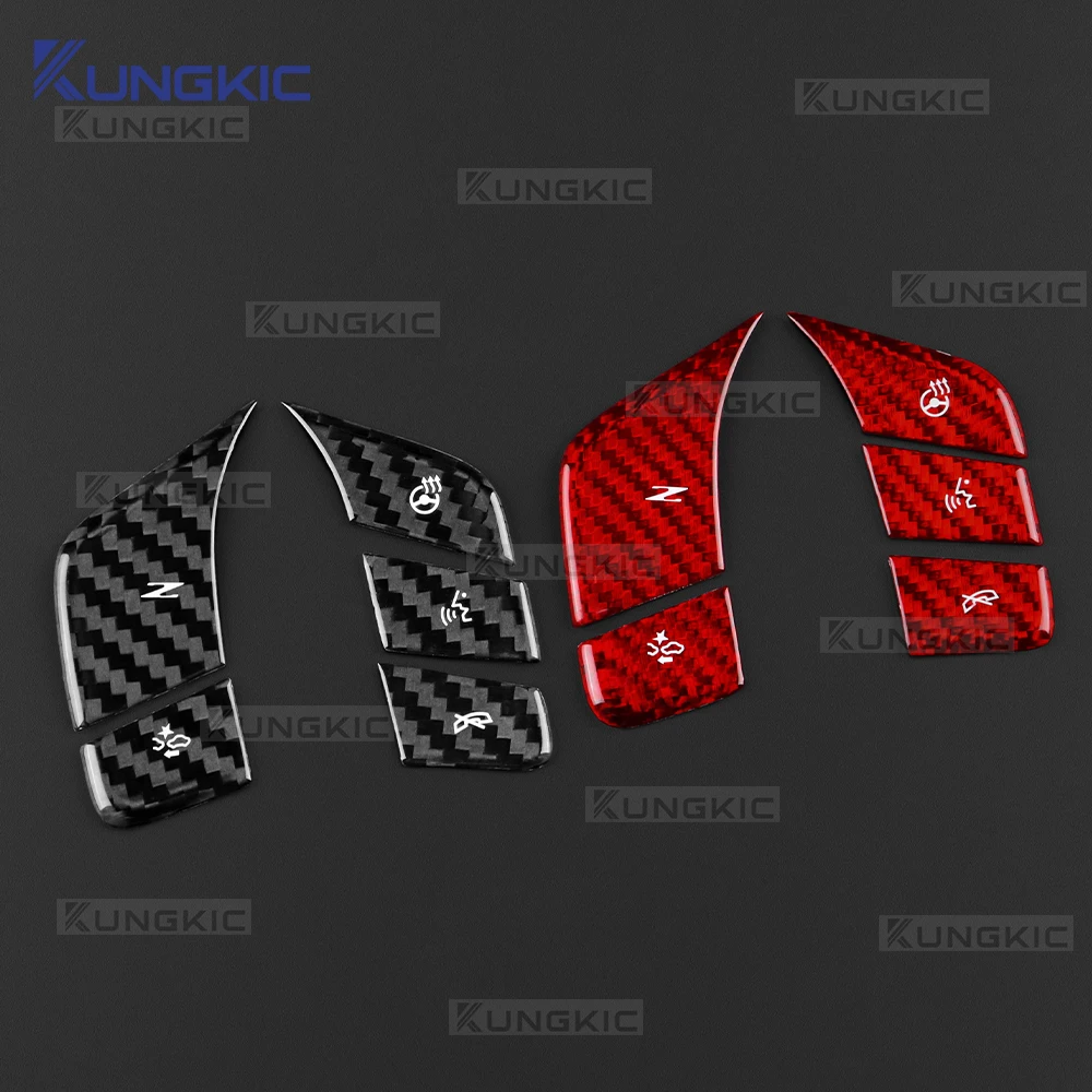 

For Chevrolet Corvette C8 2024 2025 Real Dry Hard Carbon Fiber Car Steering Wheel Volume Button Frame Interior Accessories Trim
