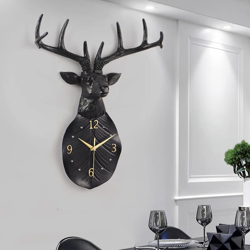 Nordic deer head wall clock personalized creative home decoration wall watch European entrance wall