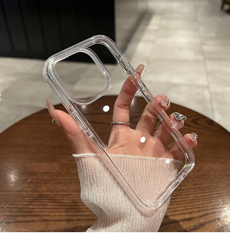 For iPhone 16 Pro Max Case Built-in Thick Airbag Minimalist Transparent Premium Acrylic Cover Compatible with iPhone 15 14 view 3