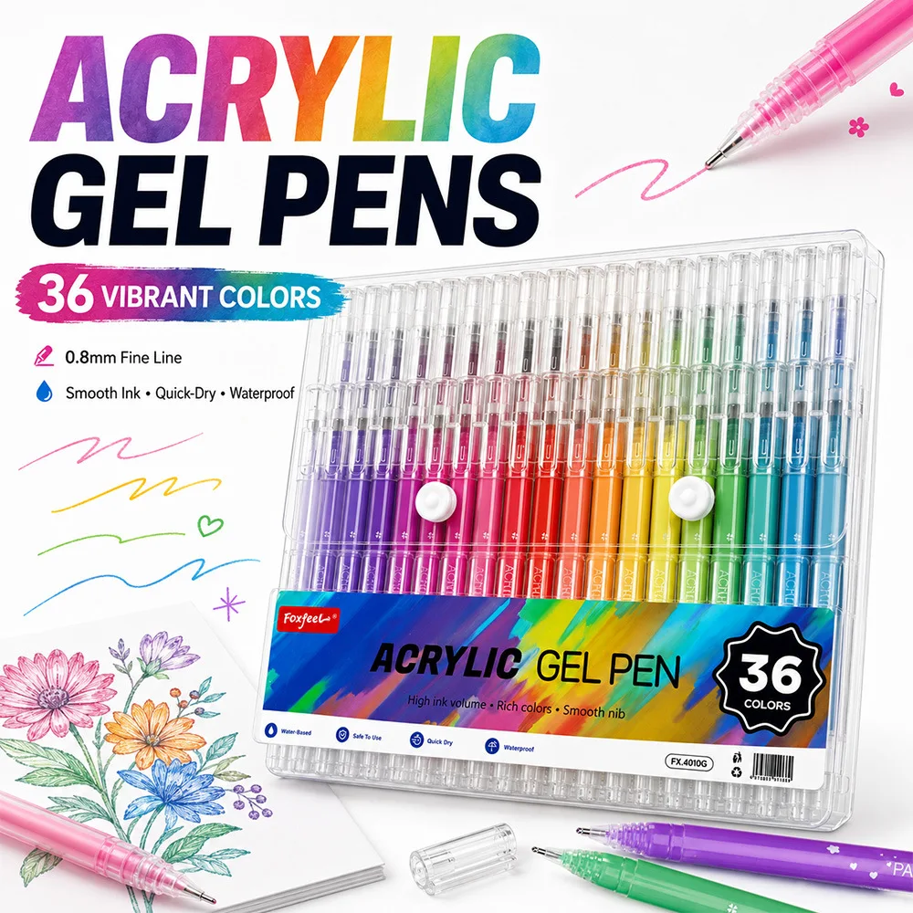 36 Colors Acrylic Paint Pens 0.8mm Fine Tip No Bleed Quick Dry Art Markers Set for Kids Adults
