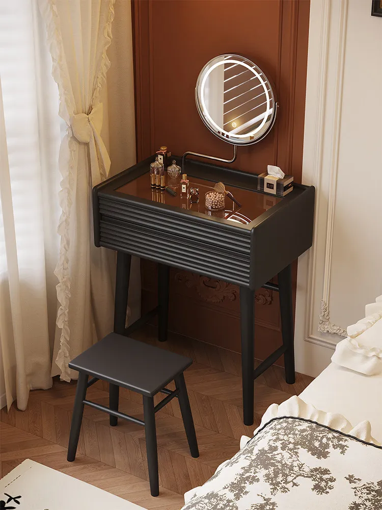 Yjq Chinese retro style dressing table simple with mirror black all solid wood dressing table bedroom