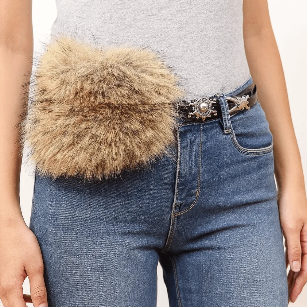 

Simple PU Leather Leather Fur Belt Faux Fur Punk Furry Waistband Spicy Girl Style Jeans Decor Y2K Waistband Daily