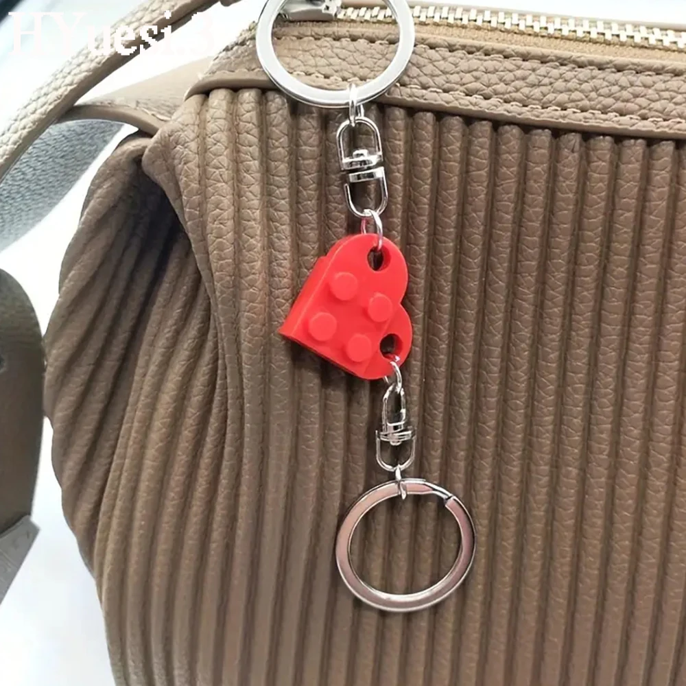 2pcs/Set Brick Matching Heart Keychain Separable Love Building Block Keyrings For Women Men Valentine'S Day Birthday Gifts