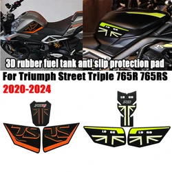 For Triumph Street Triple765R 765 RS 2020-2024 Motorcycle accessories Non-Slip Side Fuel Tank Stickers Tank Pad Rubber Sticker