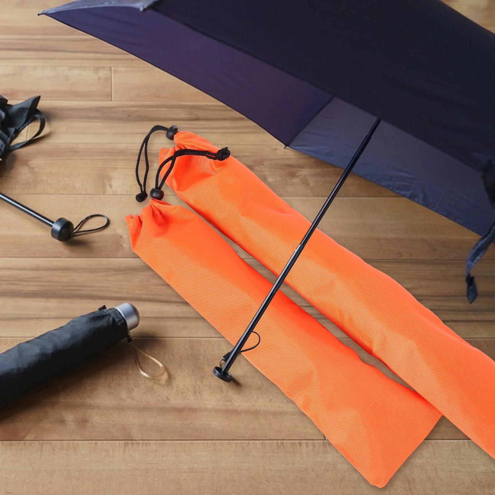 

2Pcs Waterproof Storage Bags Long Shape for Umbrella Travel Drawstring Closure Spacesaving Multipurpose Wet Case Folding Bag