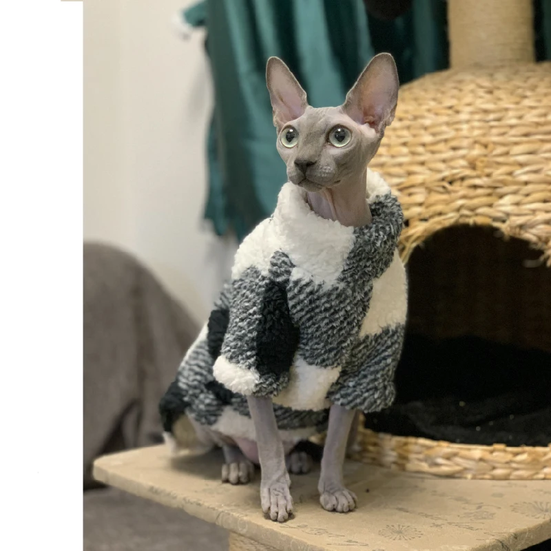 Winter Sphinx Cats Clothes Fleece Kittens Jumpsuit Warm Clothing For Sphynx Pet Costumes Plus Velvet Thickening DevonRex Ragdoll