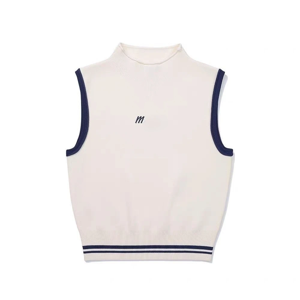 2026-women's-golf-color-blocked-crew-neck-knit-vest-loose-casual-sports-sweater-sleeveless-top