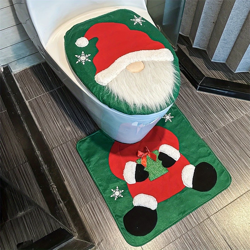 

Faceless Santa Toilet Seat Cover Christmas Home Hotel Bathroom Ornament Xmas Decor