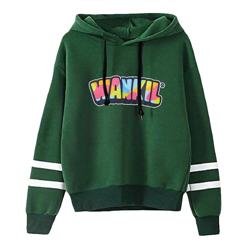 Wankil Studio Merch uniseks saku tanpa paralel bar lengan kaus Pria Wanita Hoodie gaya kasual pakaian