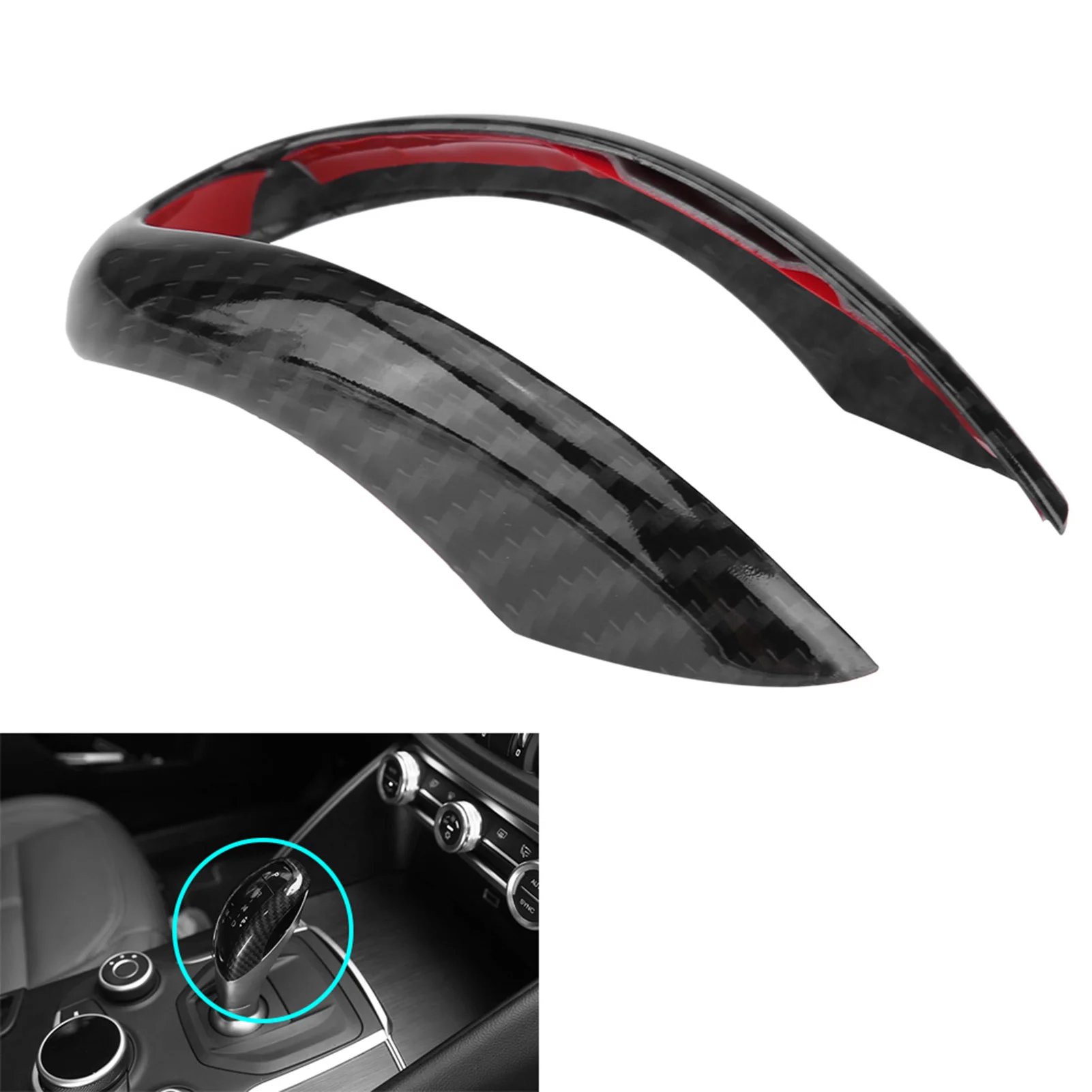 Gear Shifter Lever Cover Trim Carbon Fiber Shift Knob Frame Cover Trim  for Alfa Romeo Stelvio 2017-2019 For Giulia 2017-2019