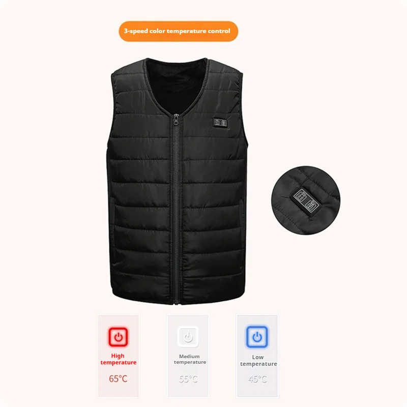 New Dual Control 12 Zone Intelligent Heating Vest Unisex USB Three Level Smart Temperature Control Motorcycle Rider Vest