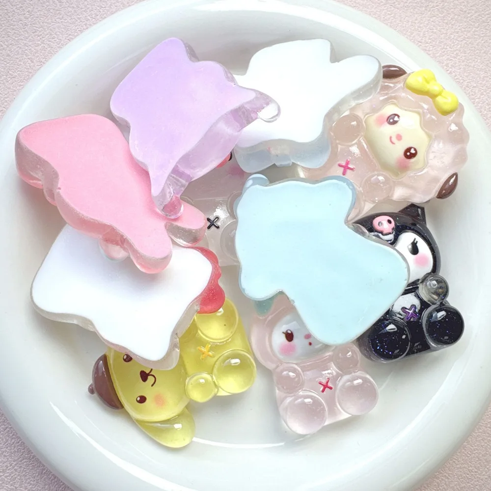 الراتنج يتوهج في الظلام شفافة الكرتون الحيوان مصغرة سحر مسطح، DIY الثلاجة المغناطيس الديكور، كابوشون لسكرابوكينغ #4