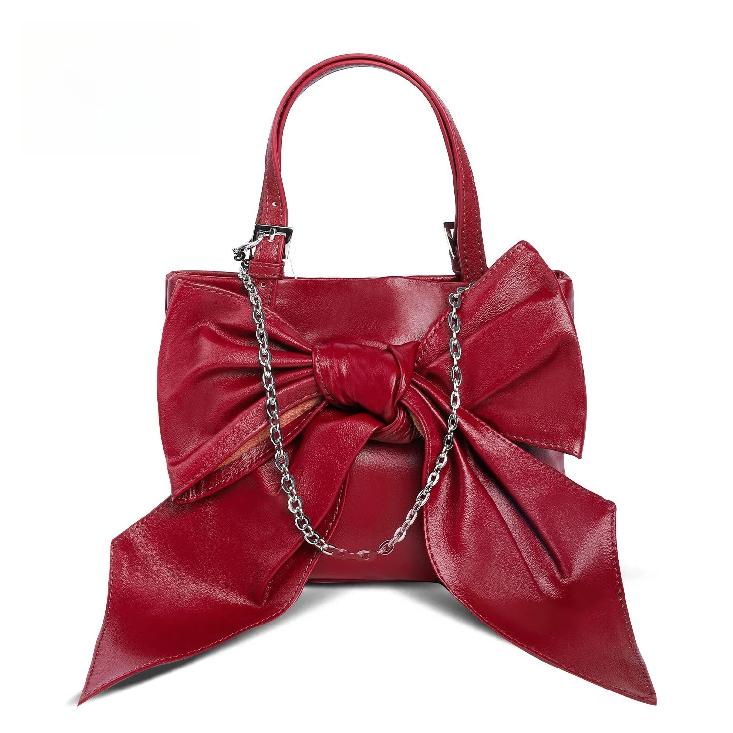 

Модная женская сумка из натуральной кожи в корейском стиле, милая банкетная сумка и кошелек с бантом и цепочкой для женщин