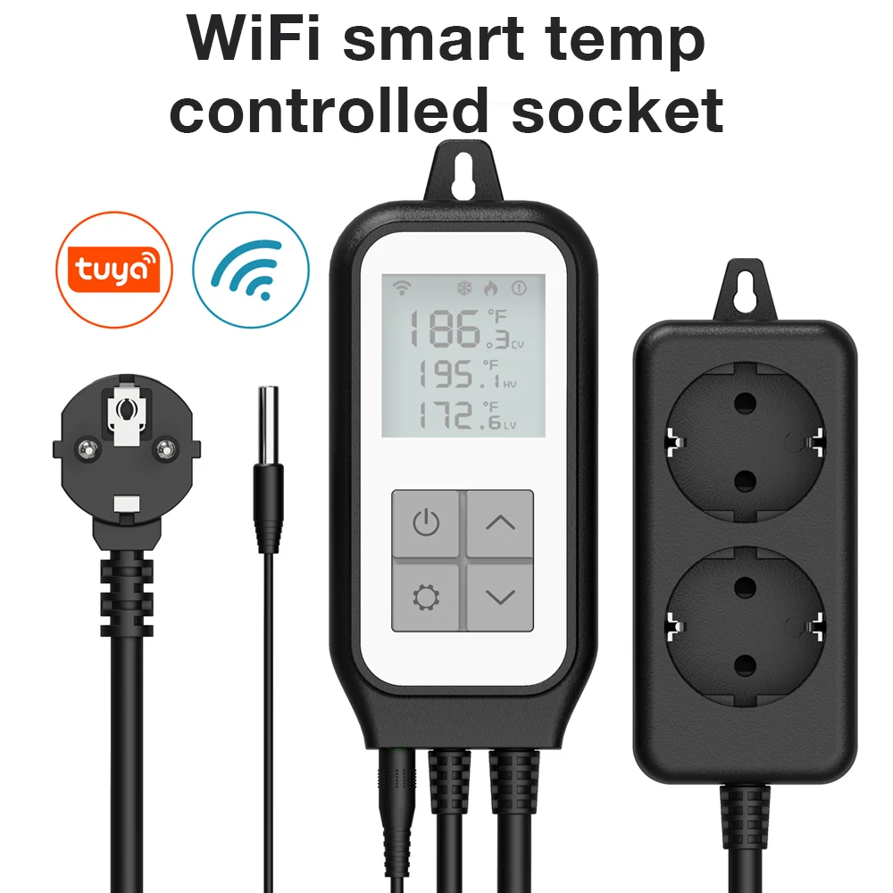 Tuya WiFi Temperature Controller Socket EOP20 Smart Thermostat Switch Heating Cooling Thermometer Regulator for Incubation