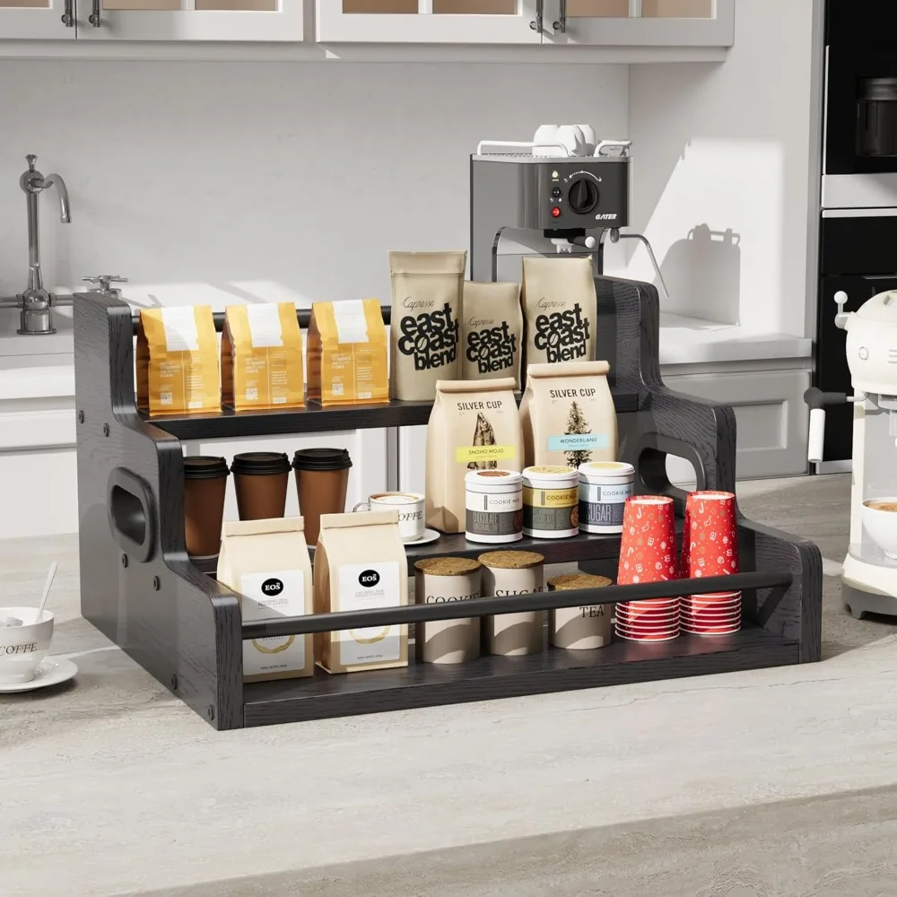 3-Tier LED Liquor Display Shelf with Remote Control, Whiskey Wine Bottle Rack for Home Bar Cabinet