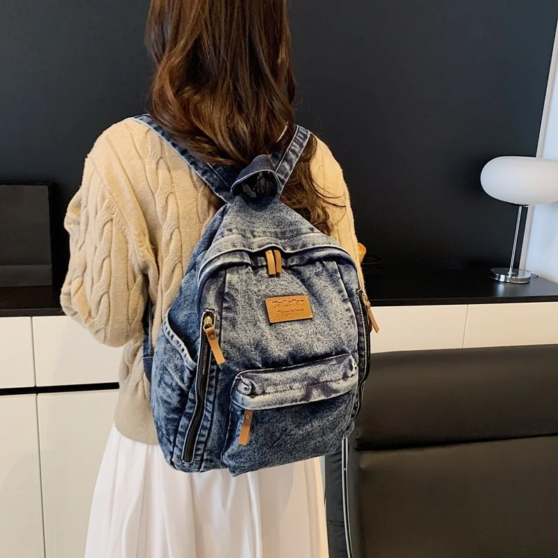 

Retro Waed Denim Bapa Large Capaci Travel Bag 2025 New Commuter Versatile Double oulder Bag Soft Fabric Daily Use