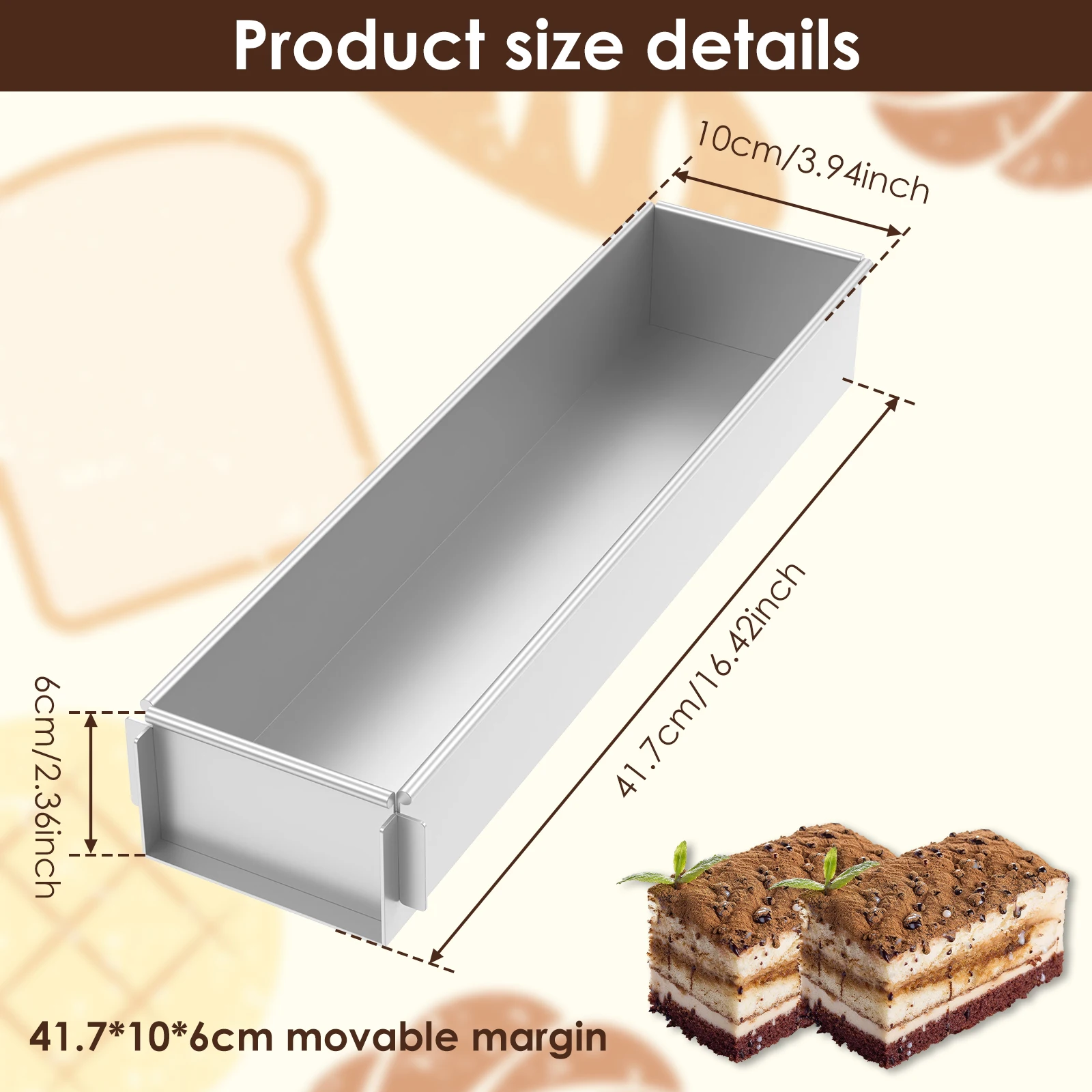 Rectangle Cake Pan Nonstick Tiramisu Pan Cake Baking Tray Aluminum Alloy Tiramisu Dessert Making Molds Multifunction Cheesecake