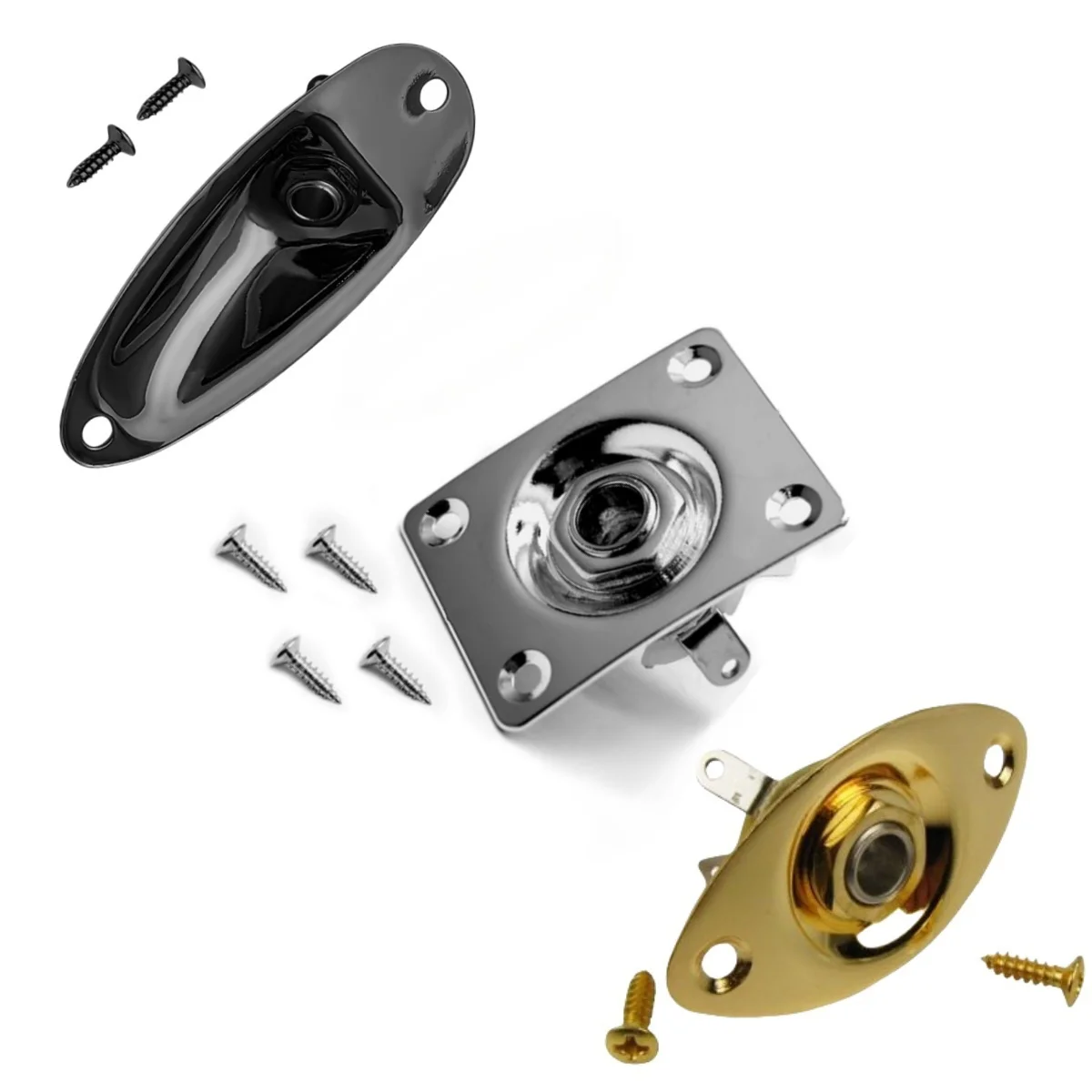1Pcs Square/Boat Style/Oval Metal 1/4Inch Output Jack Plate Input Jack Socket w/Screws /for Electric Guitar Replacement Parts