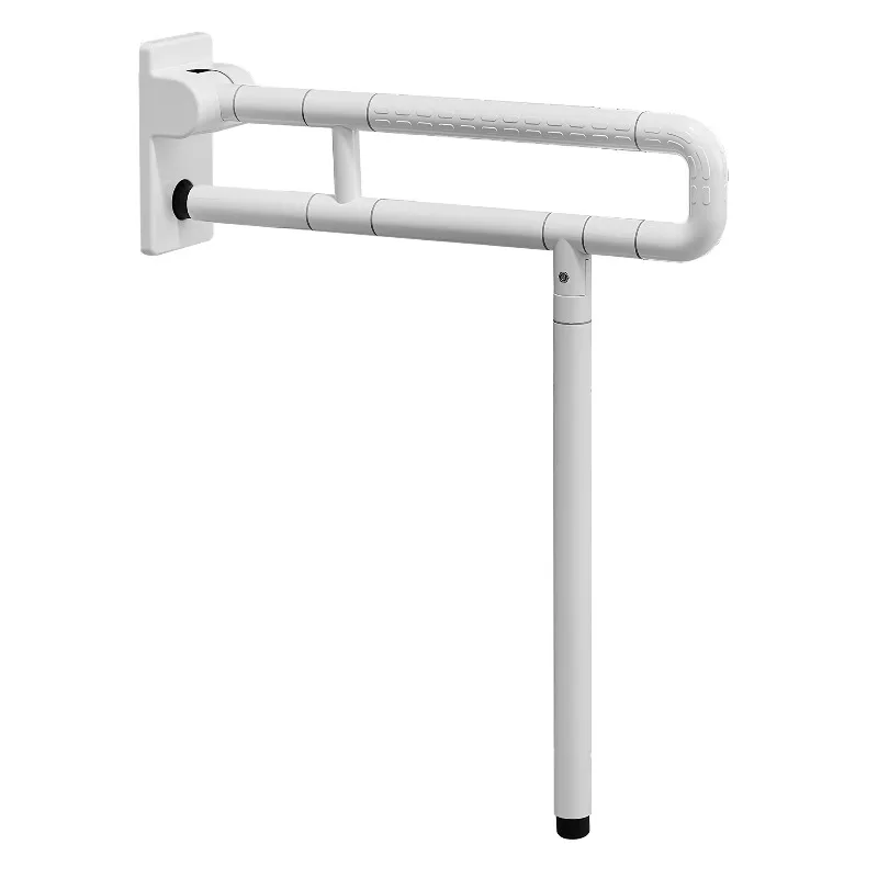 

24.4 Inch Foldable Toilet Grab Bar With Textured Grip Handicap Safety Rails With Leg for Elderly