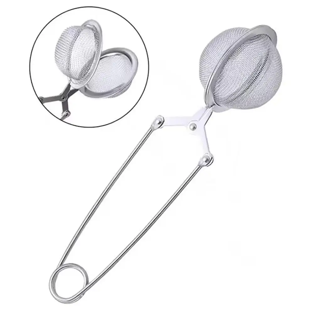 Reusable Steel Mesh Tea Infuser Sphere - Anti-Scald Handle Herb Coffee Filter Strainer Practical Kitchen Gadget Tea Diffuser T1F