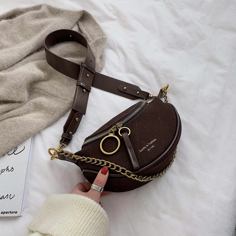 

Women's Fashionable new solid color simple women's chest bag with frosted surface, trendy matching，single shoulder crossbody bag