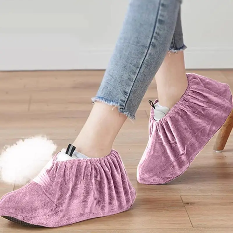 1 Pair Breathable Thickened Plush Shoe Cover Size 37-42 Protective Cover For Adults Fleece Shoe Covers Home Use Model Reusable