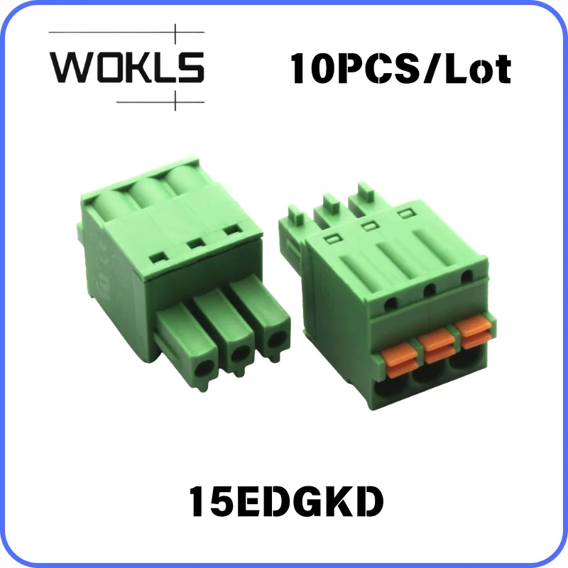 10pcs/lot 3.5mm FEMALE PCB CONNECTORPLUG-IN TEMINAL BLOCKS 15EDGKNH KF2EDGKS DFMC1.5/-ST-3.5