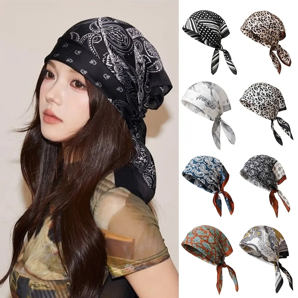 

Elegant 70*70cm Hair Scarf Floral Bohemia Style Silk Scarf Multifunctional Soft Head Band Hands Bag Accessory