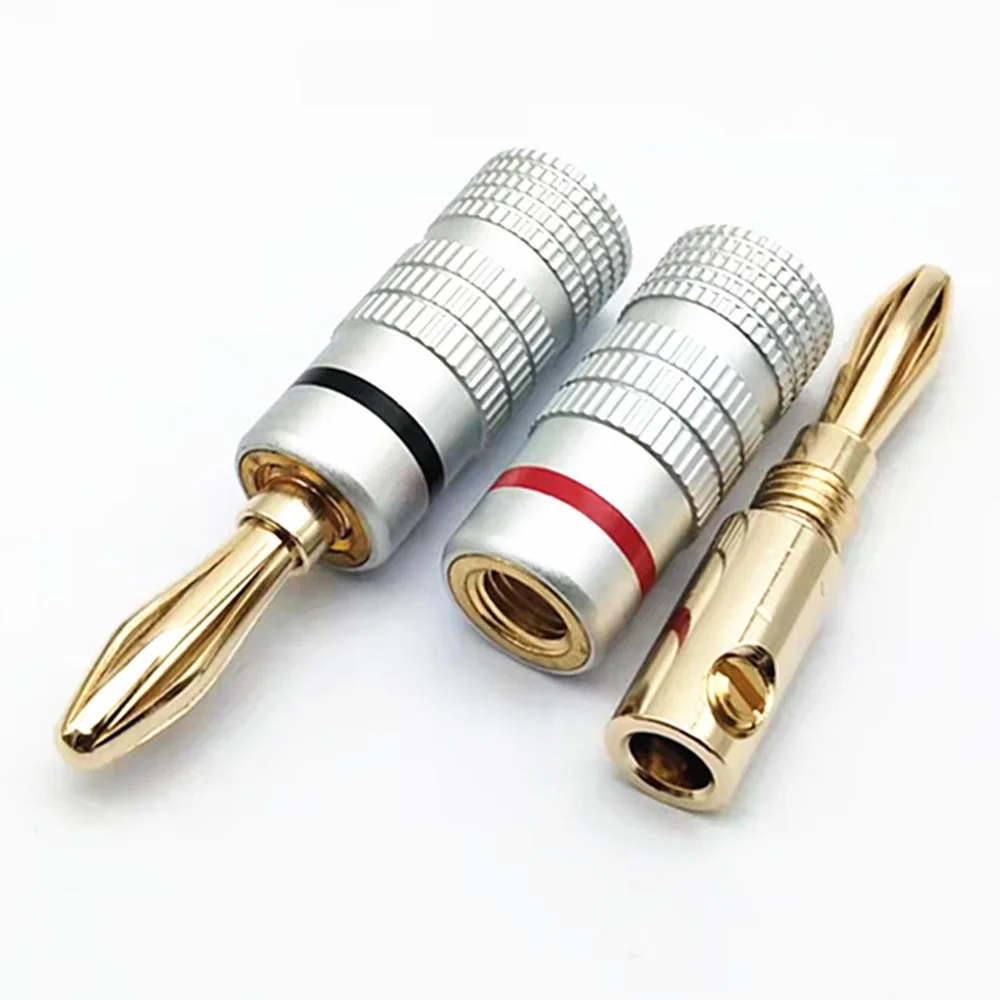 1pcs Banana Connector 4mm Speaker Banana Plugs Connector Copper Gold Plated 4mm Banana Jack Match With 4mm Binding Post