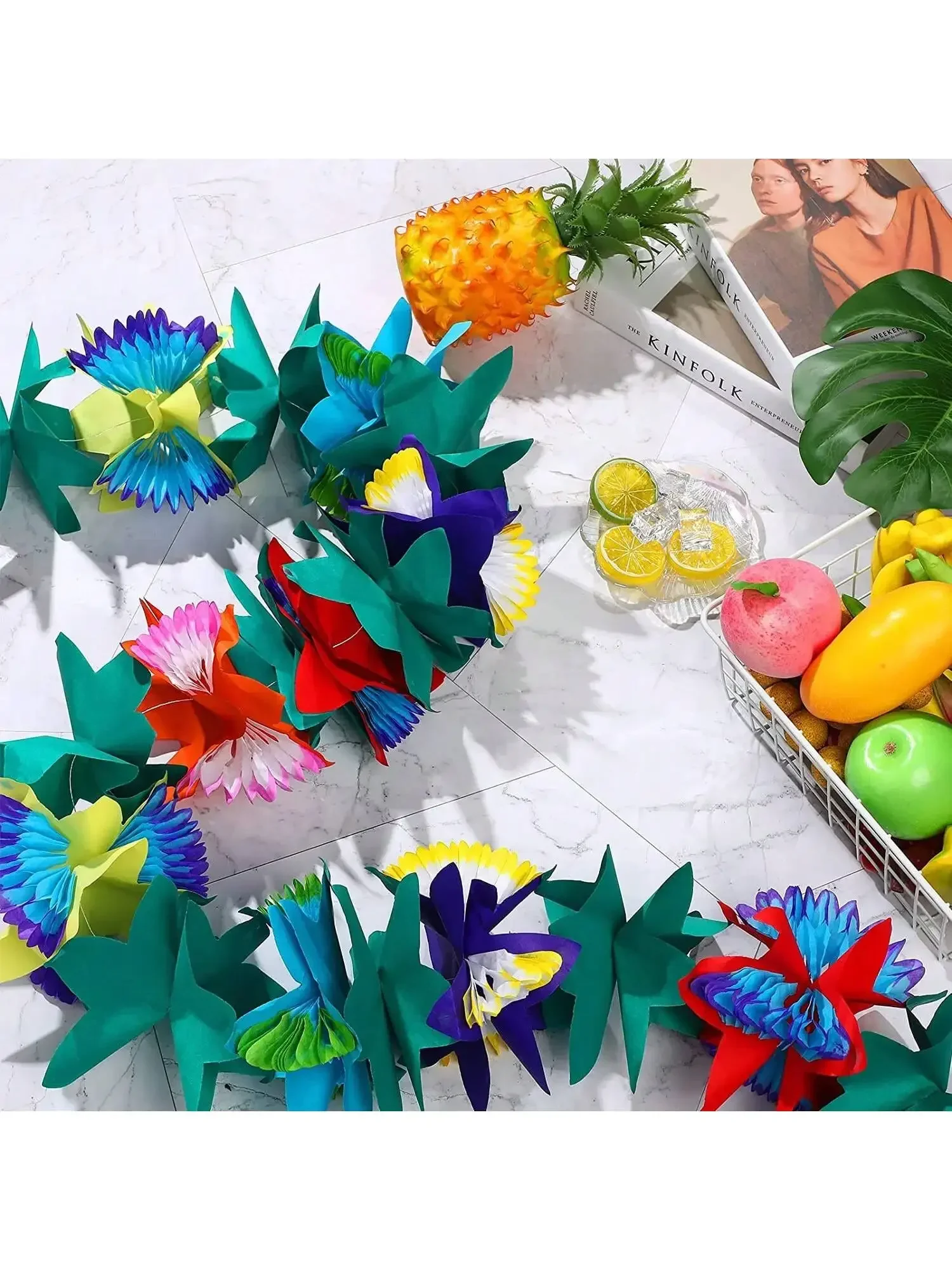 3M Hawaii Garland Luau Summer Tiki Bar Tropical Party Decor Tropical Island Beach Supplies Tissue Colour Flower Garland