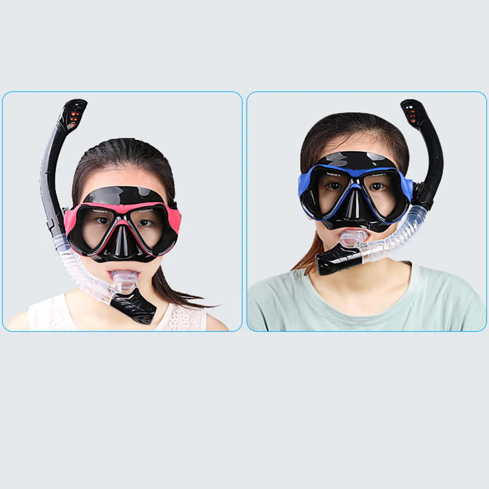 

Adult Snorkeling Scuba Diving Mask Pc Frame Tempered Glass Anti-Dazzle High Definition Red Breathing Tube Stent