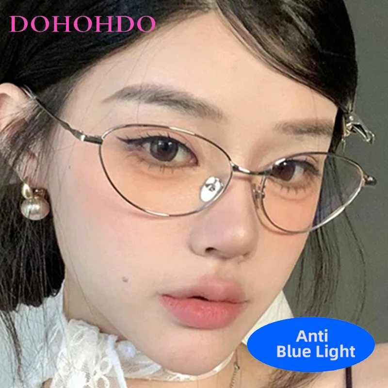 

New Vintage Sexy Metal Small Cat Eye Optical Glasses Men Women Luxury Brand Designer Computer For Office Work Optical Eyeglasses