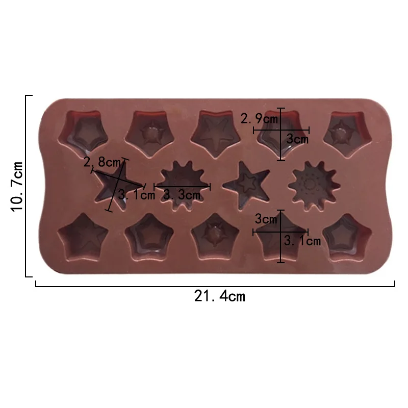 14 grids of different star shapes silicone chocolate mold ice tray mold, high temperature resistant and easy to clean DIY