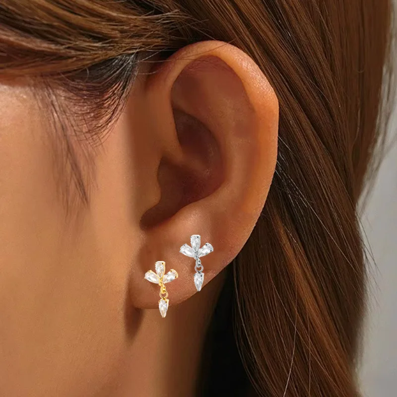 1PC G23 titane Piercing lèvres goujons fil interne oreille Stud Labret CZ pendentif Cartilage Tragus FlatBack Lobe Piercing bijoux