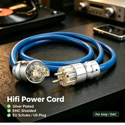 Audiocrast P111 High Power EMC Shield AC Power Cord Silver Plated Schuko Power Cord Cable HIFI